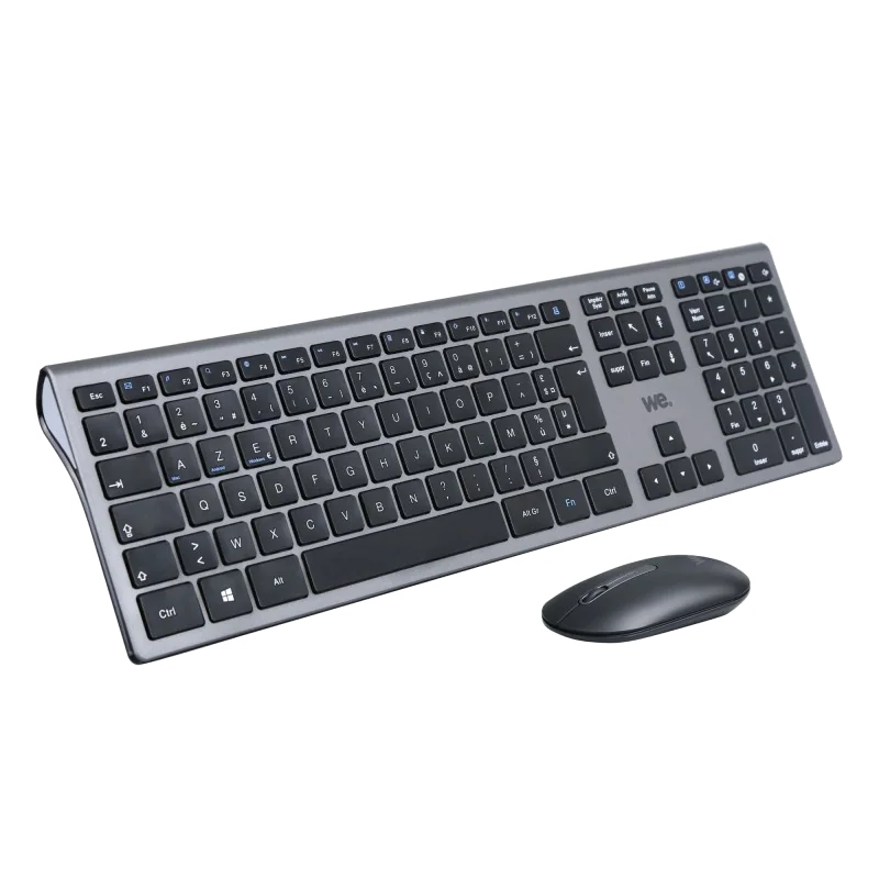 Pack Clavier et Souris Sans Fil WE Gris/Blanc - Connectivité Bluetooth et 2.4GHz