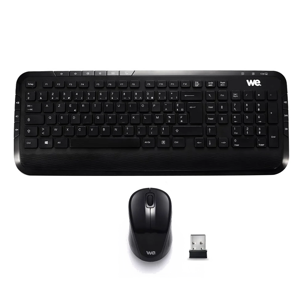 Pack Clavier et Souris Sans Fil WE Deluxe Noir - Confort et Efficacité Professionnelle