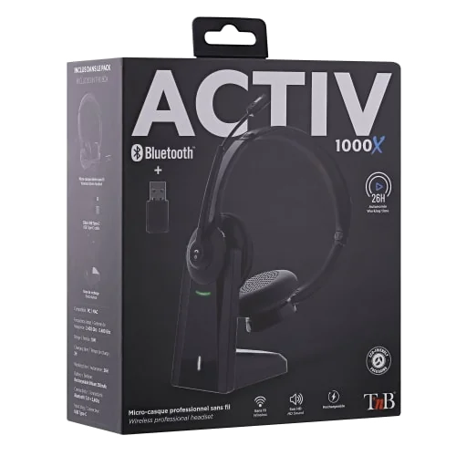 Micro-casque Bluetooth et Dongle 2.4Ghz T'nB ACTIV 1000X Noir