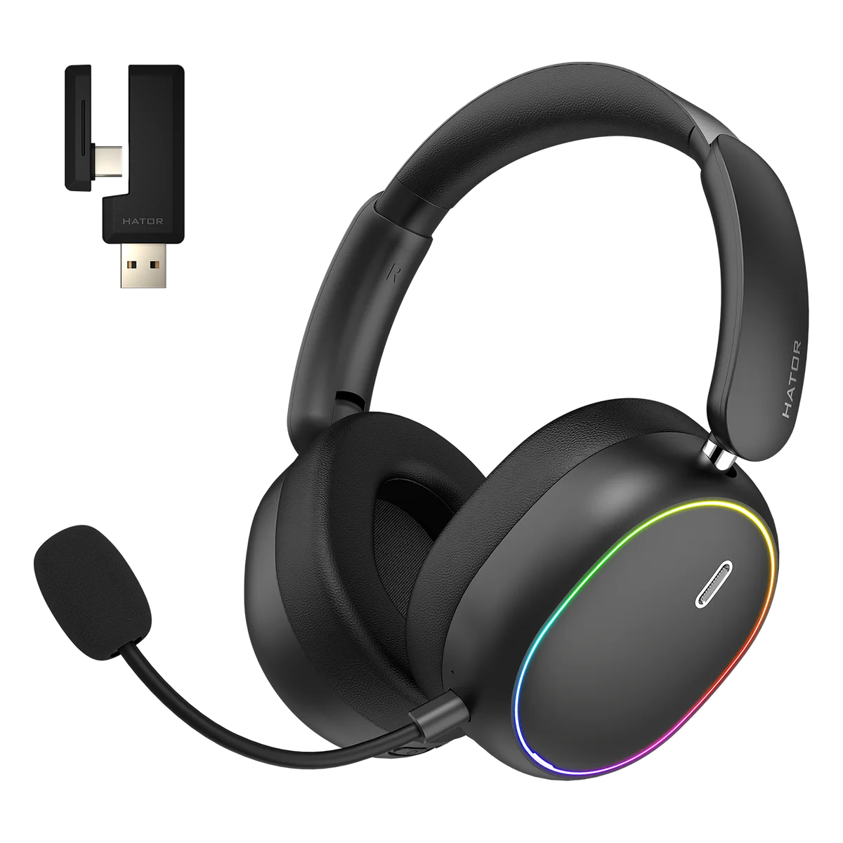 HATOR Phoenix 2 Wireless Casque Avec fil &sans fil Arceau Gaming USB Type-C / USB Type-A Bluetooth Noir
