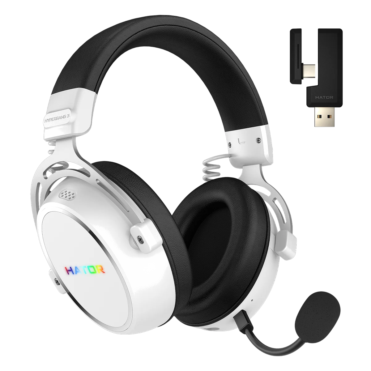 HATOR Hypergang 3 Wireless Casque Sans fil Arceau Gaming USB Type-C / USB Type-A Bluetooth Blanc