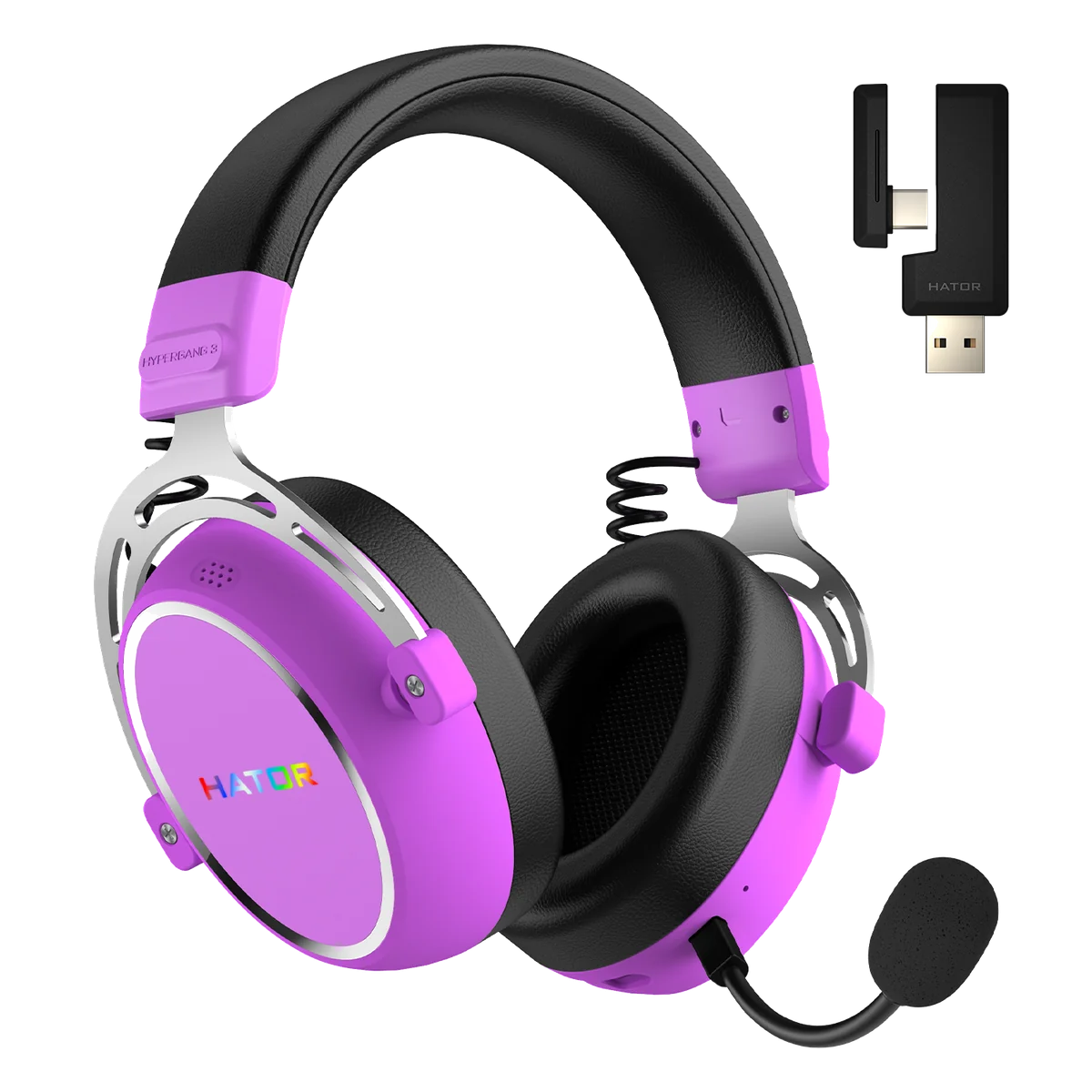 HATOR Hypergang 3 Wireless Casque Sans fil Arceau Gaming USB Type-C / USB Type-A Bluetooth Violet