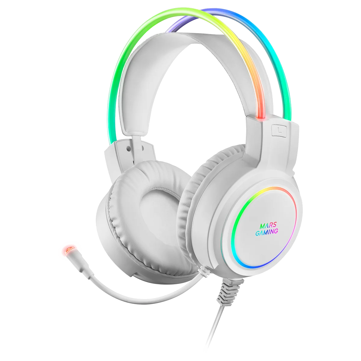 Mars Gaming MHRGBW - Casque Gaming RGB USB Blanc