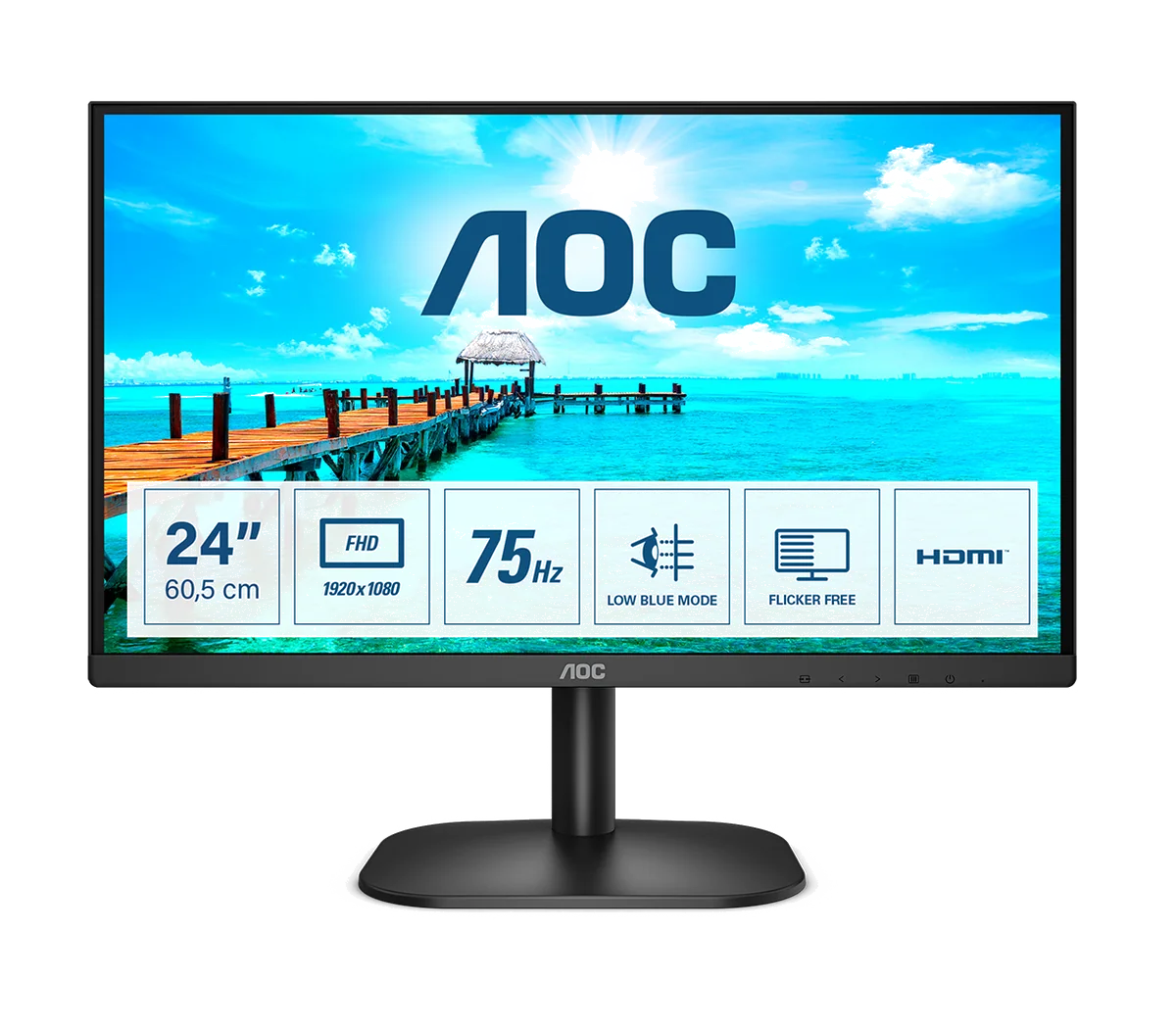 AOC B2 24B2XHM2 écran plat de PC 60,5 cm (23.8") 1920 x 1080 pixels Full HD LCD Noir
