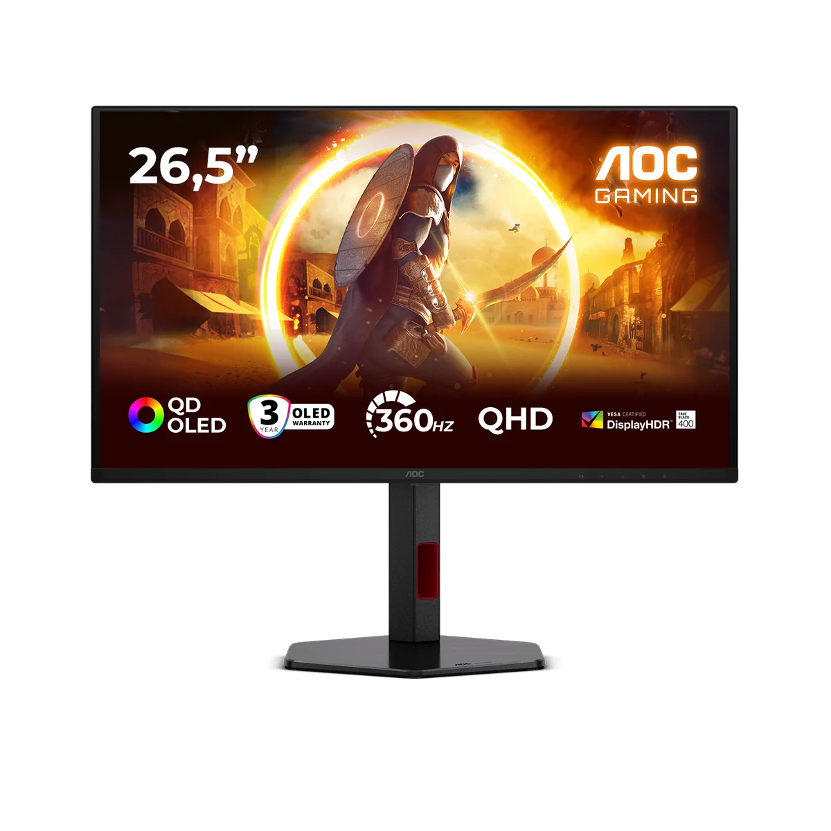 AOC G4 Q27G4SDR écran plat de PC 67,3 cm (26.5") 2560 x 1440 pixels Quad HD QD-OLED Noir, Rouge