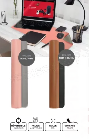 Tapis de Souris XXL Réversible Rose/Gris en PU