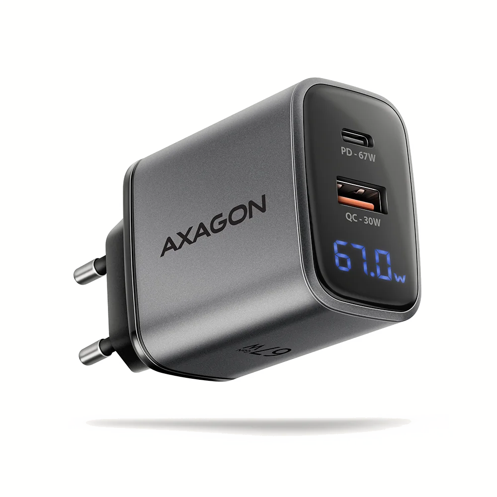 Axagon ACU-PQ67D chargeur d'appareils mobiles Universel Noir, Gris Secteur Charge rapide Intérieure
