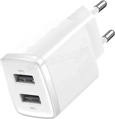 Chargeur Secteur Compact Baseus 17W - 3 Ports USB-A Blanc