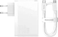 Chargeur Secteur Baseus GaN5 Pro 100W USB-C + USB-A avec Câble USB-C 1m Blanc - 3