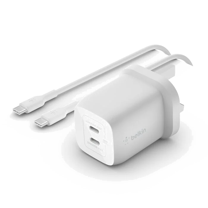 Chargeur Secteur Double Port USB-C 65W GaN PPS BoostCharge Pro Blanc