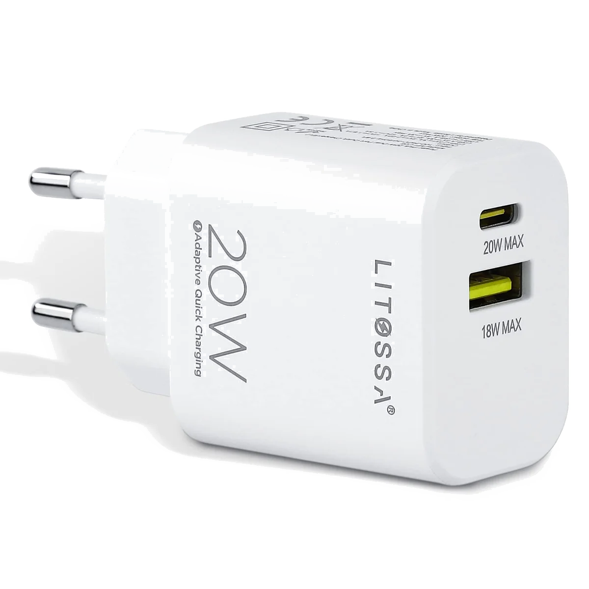 Adaptateur Secteur Double USB-C PD & USB-A QC 18W - Noir