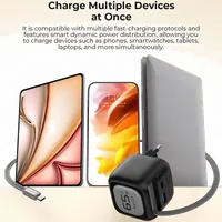 Chargeur GaN UC252 65W 3-en-1 avec Câble Rétractable et Chargeur sans Fil pour Montre - 1