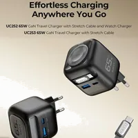 Chargeur GaN UC252 65W 3-en-1 avec Câble Rétractable et Chargeur sans Fil pour Montre - 2