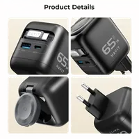 Chargeur GaN UC252 65W 3-en-1 avec Câble Rétractable et Chargeur sans Fil pour Montre - 3