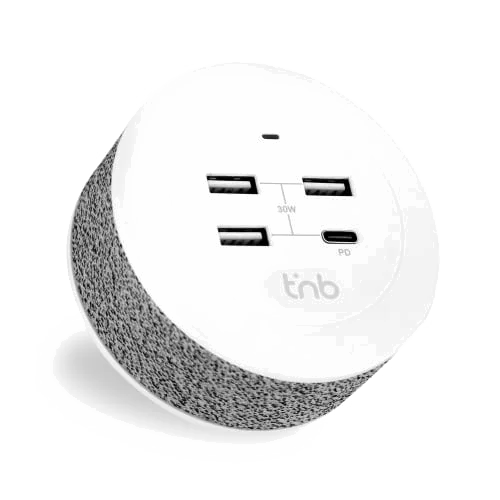 Station de Charge ICONIQ 30W USB-C PD & USB-A - Design Tissu Gris Chiné