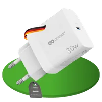 Station de Charge ICONIQ 30W USB-C PD & USB-A - Design Tissu Gris Chiné - 3