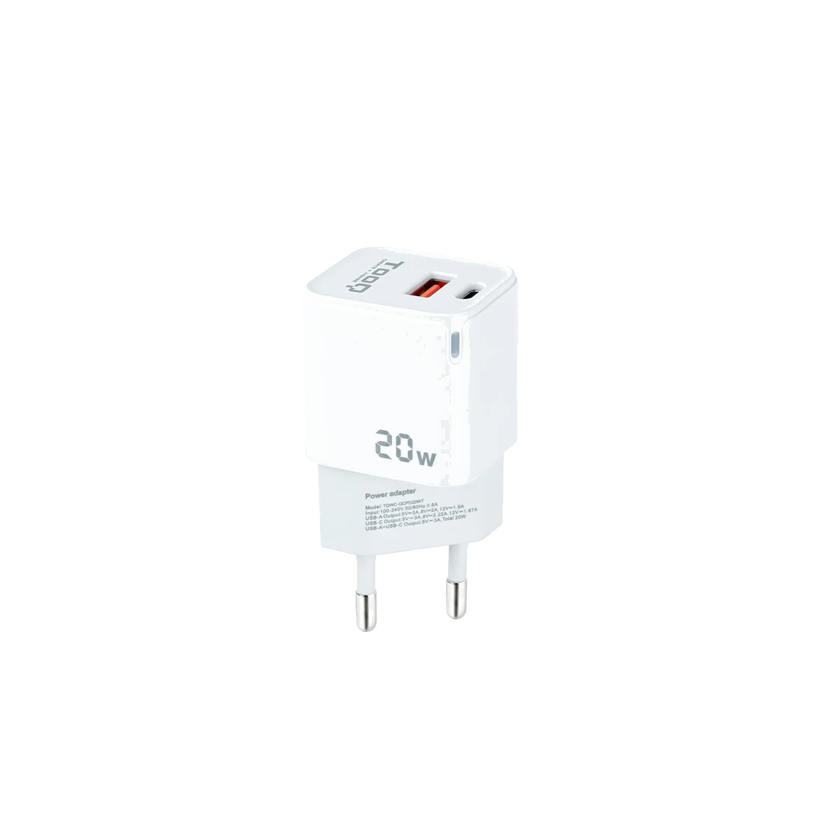 TooQ TQWC-QCPD20WT - Chargeur Secteur Rapide Universel Blanc