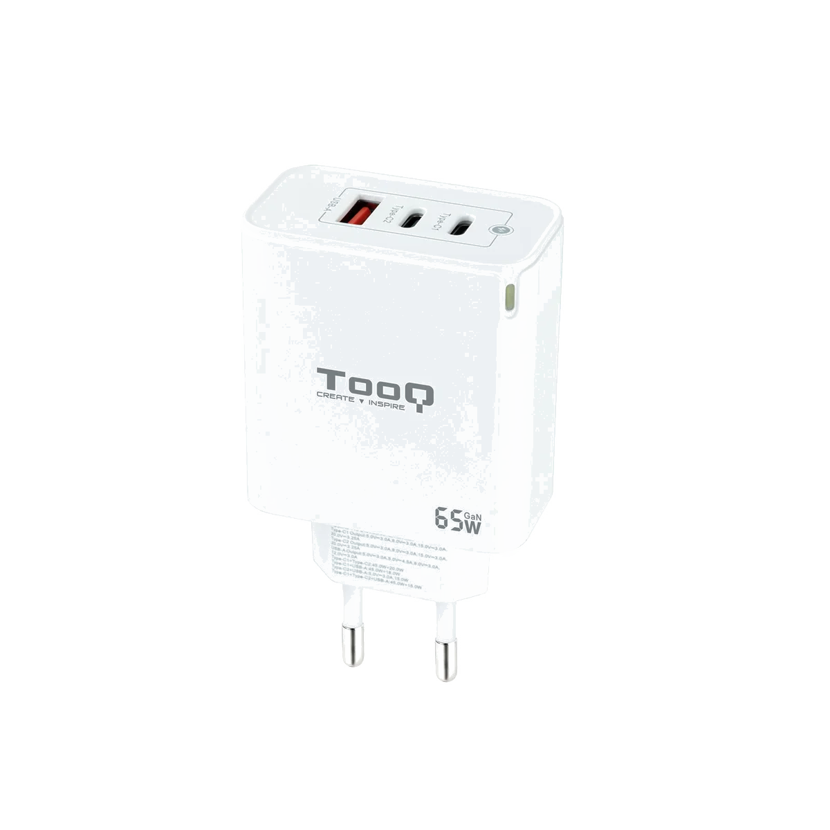 TooQ TQWC-GANQC2PD65WT - Chargeur Secteur Rapide Universel Blanc