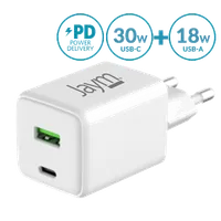 Chargeur Secteur GaN 20W USB-C PD + USB-A QC 3.0 Blanc