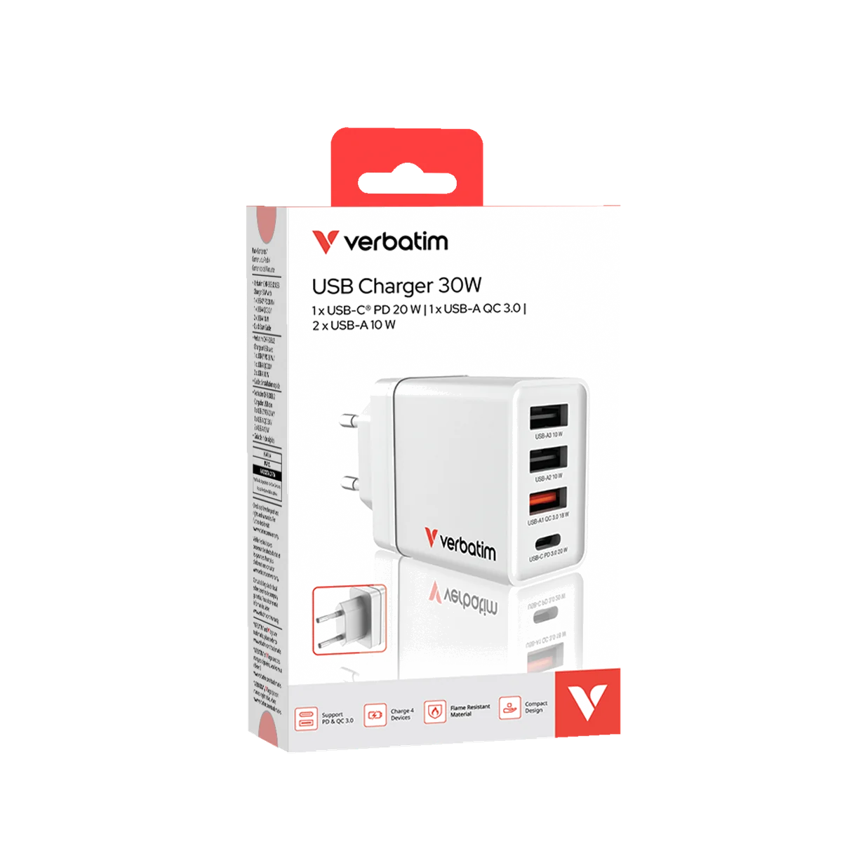 Verbatim 49700 - Chargeur Secteur Universel Blanc Rapide