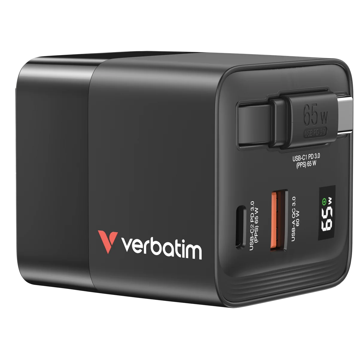 Verbatim Chargeur GaN 65W Universel Noir