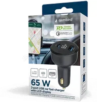 Chargeur Allume-Cigare Gembird 4 Ports USB 48W Noir