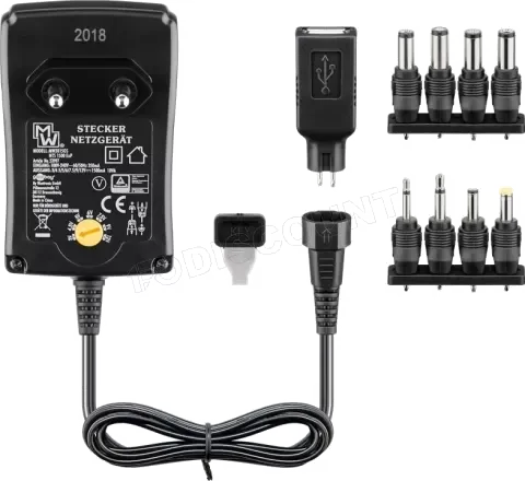 Chargeur Secteur Universel Goobay 12W, Tension Variable 3-12V avec 11 Embouts