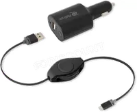 Chargeur Allume-Cigare USB 2-en-1 avec Power Bank Intégrée et Câble Micro-USB Rétractable