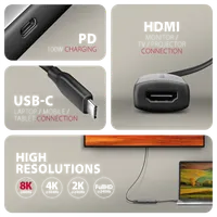 Axagon RVC-HI8KPD - Adaptateur USB-C vers HDMI 2.1 8K HDR10+ avec Power Delivery 100W - 2