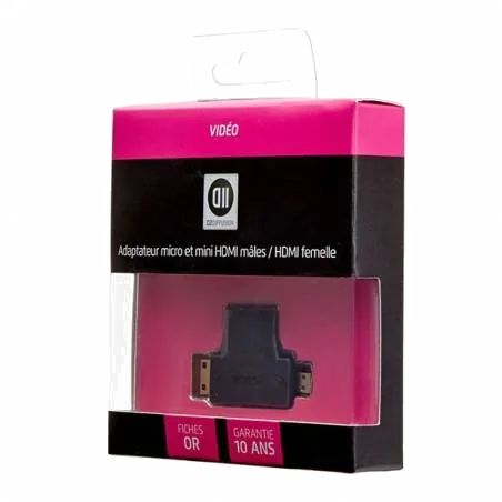 Adaptateur D2 Diffusion 2-en-1 Micro HDMI / Mini HDMI vers HDMI Femelle - Noir