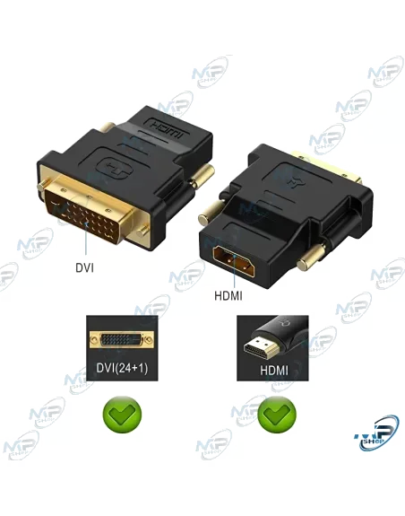 Adaptateur Vidéo Bi-directionnel HDMI Femelle vers DVI-D Mâle