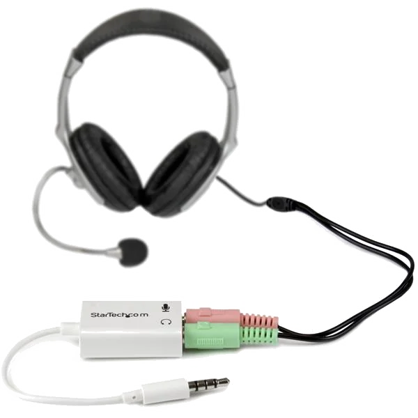 StarTech.com Adaptateur pour casque avec prises pour écouteur et microphone séparées - Mini-Jack 3,5mm 1x (M) 2x (F) - Blanc