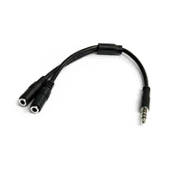 StarTech.com Adaptateur pour casque avec prises pour écouteur et microphone séparées - Mini-Jack 3,5mm 1x (M) 2x (F) - Noir - 2