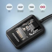 Axagon ADM2-AM USB-A 10Gbps - M.2 NVMe & SATA SSD adaptér, kabelis USB-A 10cm Enceinte ssd Noir - 4