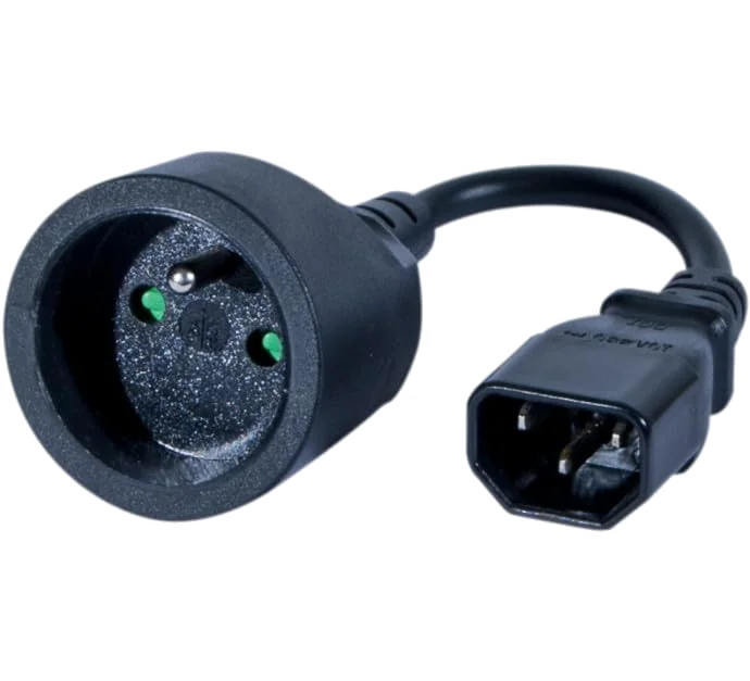 Adaptateur Secteur IEC C14 Mâle vers CEE7/5 Femelle Française
