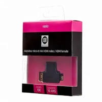 Adaptateur D2 Diffusion Micro HDMI / Mini HDMI Mâle vers HDMI Femelle - Fiches Or - 3