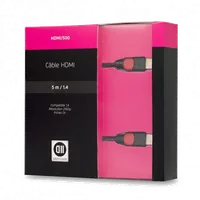 Câble HDMI Haute Vitesse 5m - Noir/Rouge - Compatible 3D et 4K - 1