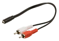 Adaptateur Doubleur Jack 3.5mm Mâle vers 2x Femelles - 0.2m Noir - 2