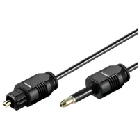 Câble Audio Optique Toslink Mâle/Mâle avec Adaptateur Jack 3,5mm - 1,5m Noir