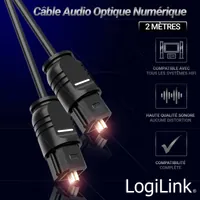 Câble Audio Optique Toslink D2 Diffusion avec Adaptateur Jack 3,5mm - 1,5m Noir - 2