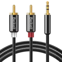 Câble Audio Jack 3.5mm vers 2x RCA Mâle - 1.2m Noir