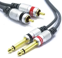 Câble Audio Stéréo Jack 3.5mm Mâle vers 2x Jack 6.35mm Mâle - 2m - 3