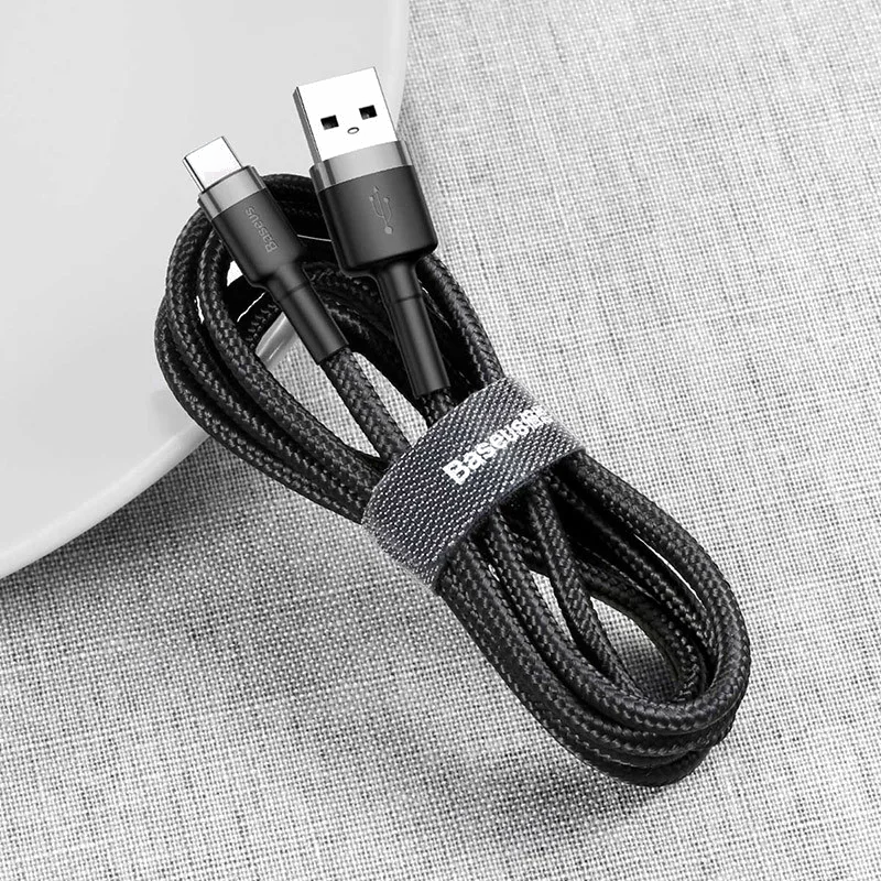 Câble Baseus Cafule USB-A vers USB-C 3A Nylon Tressé 1m Noir/Gris