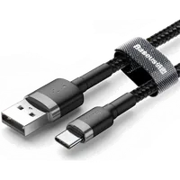 Câble Baseus Cafule USB-A vers USB-C 3A Nylon Tressé 1m Noir/Gris - 2