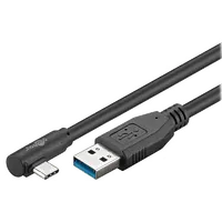 Câble USB 3.0 Coudé vers USB-C 3.1 Mâle/Mâle 3m Noir - 1