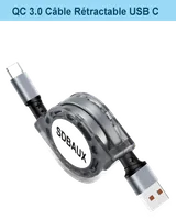 Câble USB Rétractable Micro USB 1m - Mauve