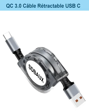 Câble USB Rétractable Micro USB 1m - Mauve