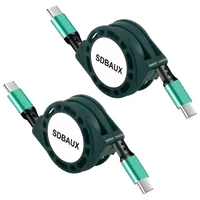 Câble USB 2.0 Rétractable USB-C vers USB-C - Noir 1m - 3