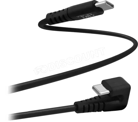 Câble USB-C M/M 2m Coudé 180° Noir - Gaming & Recharge