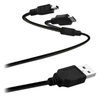 Câble USB 3 en 1 : USB-C, Micro USB & Lightning - 1.5m Noir